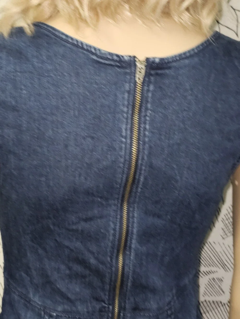 Free People XS Cotton/poly Blend Denim Cap Sleeve Zippered Back Dress